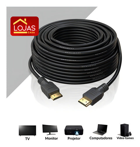 Cabo Hdmi Alta Velocidade 10m Preto Ethernet 1080p Tv Ps3 Ps4 Xbox Pc Lojas Casa