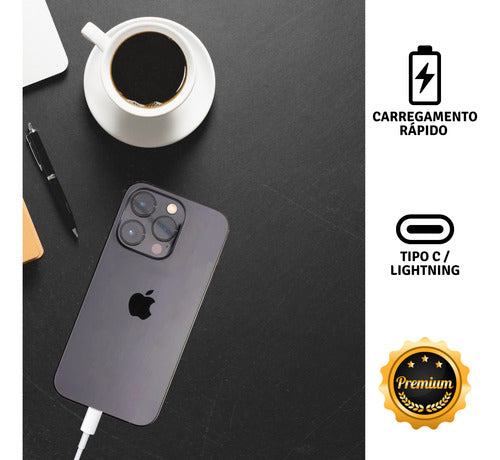 Carregador 50w Duplo Para iPhone 11 13 14 Pro Max + 2 Cabos