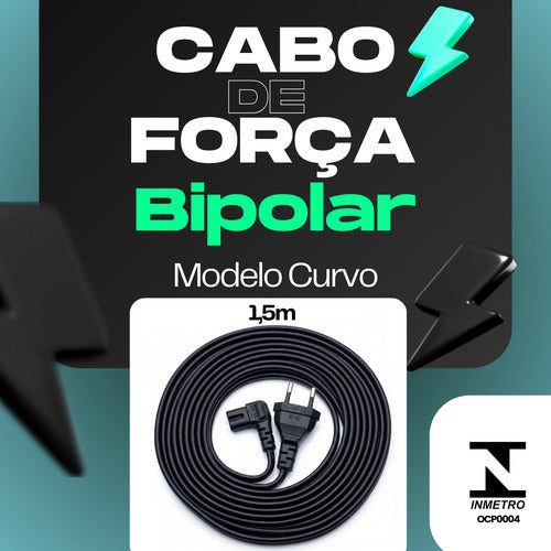 Cabo Forca Bipolar L Para Tv Ps2 Ps3 Ps4 Radio Impressora 90