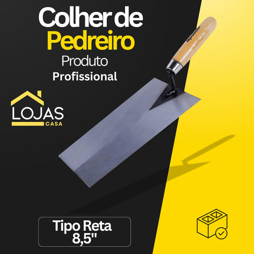 Colher Pedreiro Azulejista Ponta Reta E Borda Quadrada
