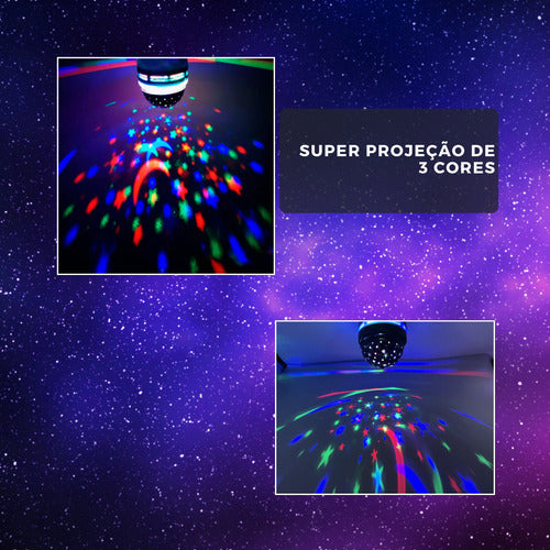 Lâmpada De Festa Led Rgb Giratória Colorida Céu Estrelado