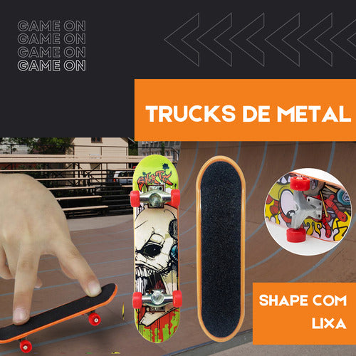 Kit 3 Skate Dedo Fingerboard Profissional Com Truck De Metal