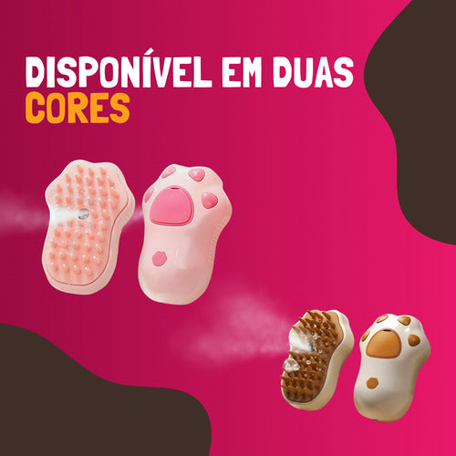 Escova De Vapor Para Pelo Gatos Cachorros Pet Patinha 3 Em 1