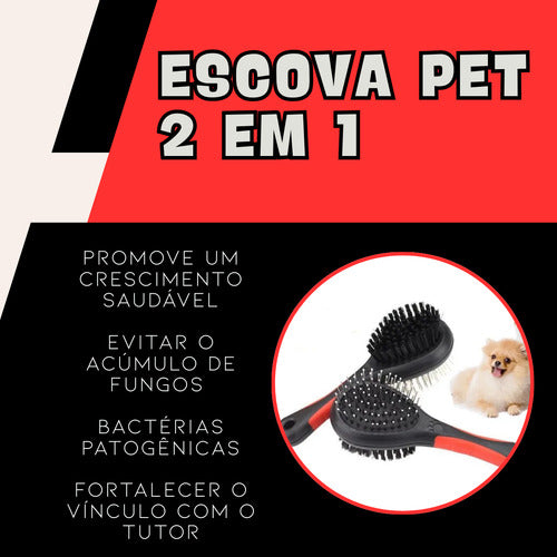 Escova Pet Dupla Pelo De Cachorro Gato Coelho Cerdas Inox M