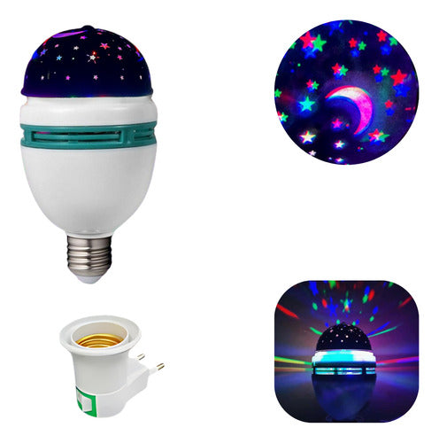 Lâmpada De Festa Led Rgb Giratória Colorida Céu Estrelado