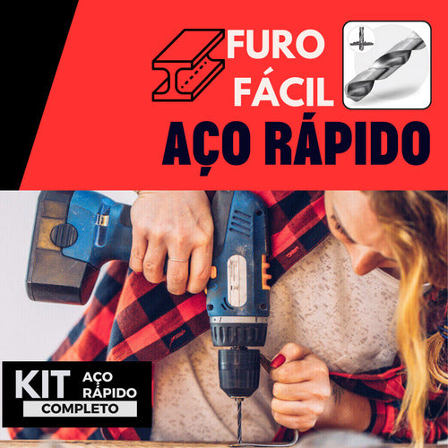 Kit Jogo Brocas Com Estojo Aço Rápido Usinagem Arrebite Resi
