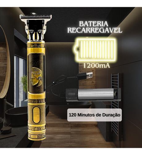 Máquina Cortar Cabelo Fazer Barba Acabamento Refinado Metal