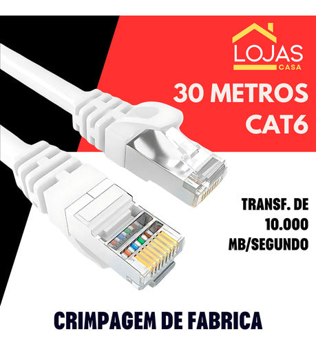 Cabo De Rede IT-BLUE 30 Metros Lan Internet Crimpado Rj45 Cat6 Alta