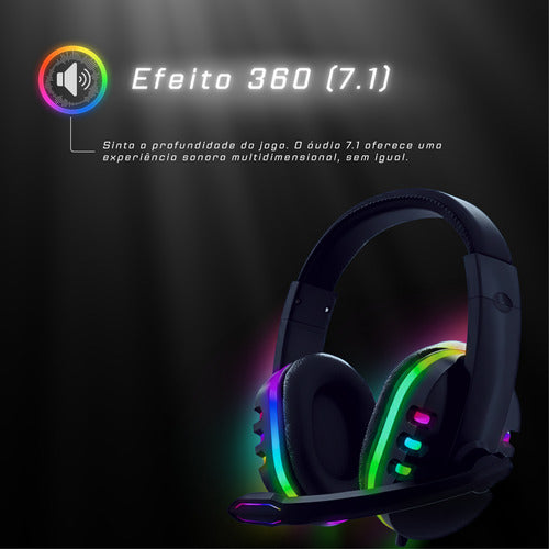Fone Gamer 7.1 Rgb Som Imersivo 360 Jogos Pc Ps4/5 Xbox On