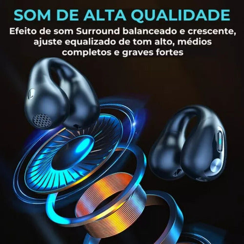 Fone De Ouvido Bluetooth Sem Fio Earcuffs Esportivo Brinco