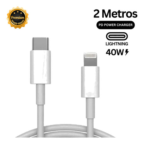 Carregador Fonte Turbo 35w Para iPhone 12 13 14 Com Cabo 2m