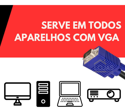 Cabo Vga Com Filtro Pc Notebook Monitor Alta Resolução 15m