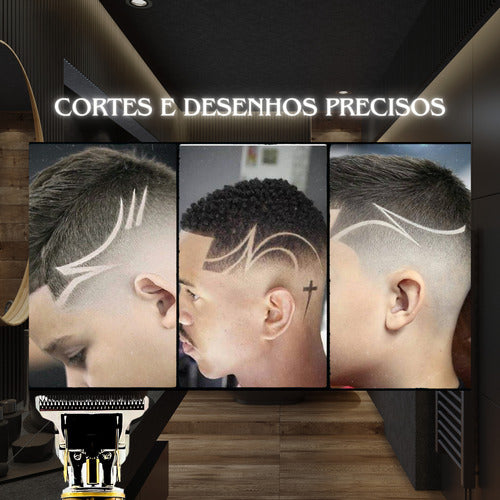 Máquina Cortar Cabelo Fazer Barba Acabamento Refinado Metal