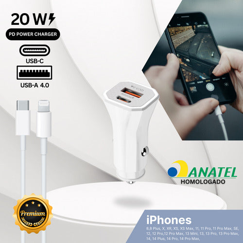 Kit Para iPhone 8 Xr 11 12 13 14 Automotivo +indução+2 Cabos