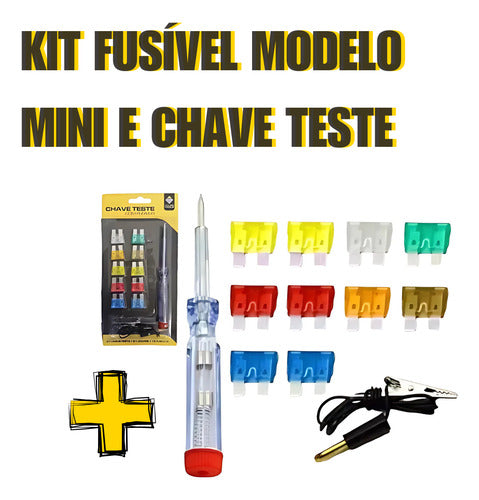 Kit Fusível Auto Carro Fusíveis Mini Jacaré Chave Teste
