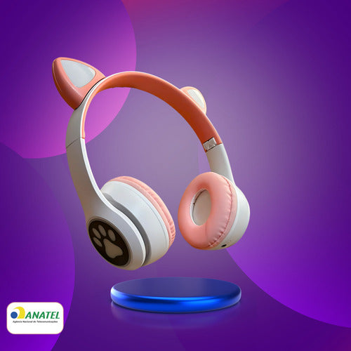 Fone De Ouvido Gatinho Fofinho Bluetooth Led Cat Headset