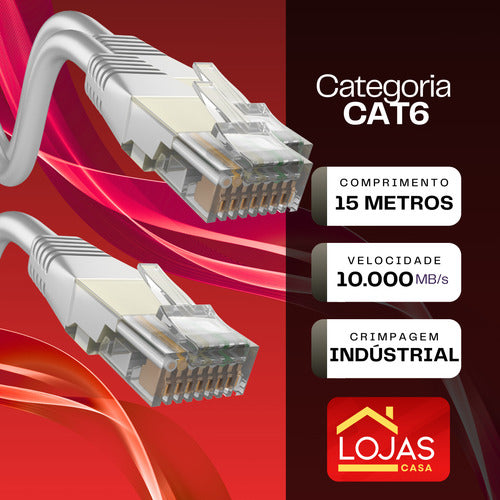 Cabo De Rede 15 Metros Lan Internet Crimpado Rj45 Cat6 Rápid