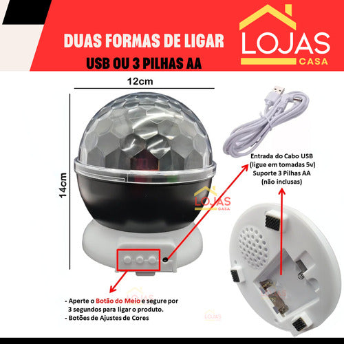 Iluminação Led Globo De Festa Mágico  Luz Rgb À Pilha Ou Usb