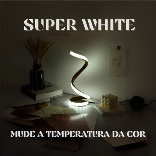 Luminária De Mesa Led Em Espiral Com 3 Tipos De Temperatura