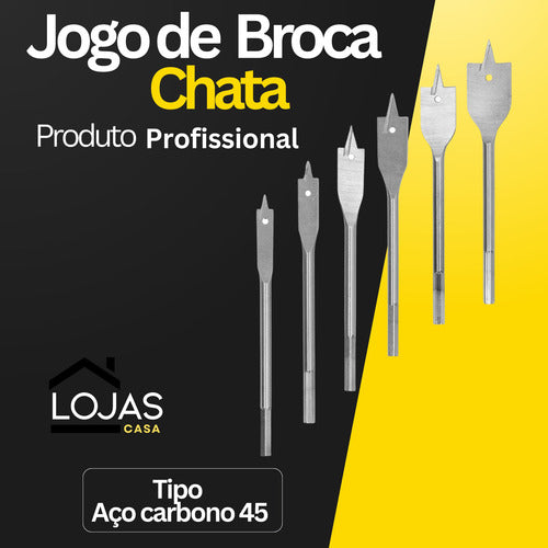 Brocas Chatas Kit 6 Peças Profissional Para Madeira Mdf