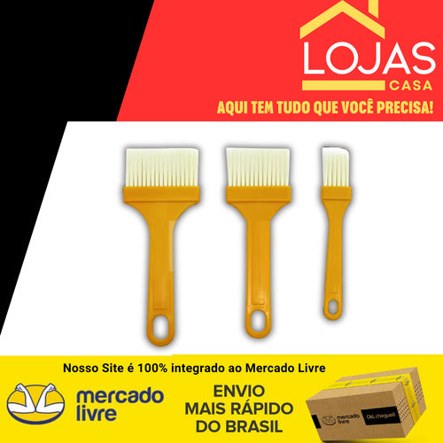 Kit 3 Mini Pincel De Pintura Acabamentos Alimentos Uso Geral
