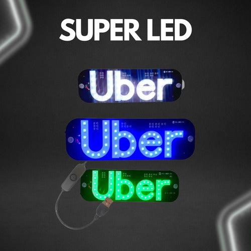 Placa Led Carro Uber Letreiro Motorista De Aplicativo App