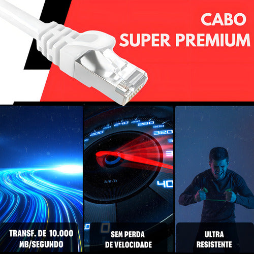 Cabo De Rede 10 Metros Internet Crimpado Rj45 Cat6 Premium