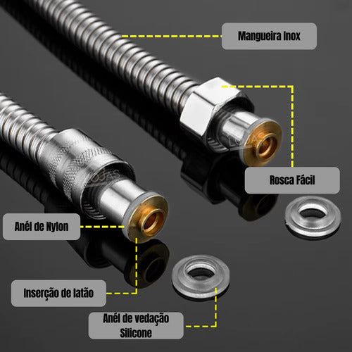 Kit Ducha Higiênica Metal 1.2 Metros Completa Gatilho