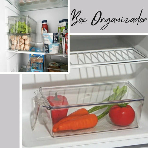 Organizador De Geladeira Luxo 2,5l Com Alça E Tampa Forte
