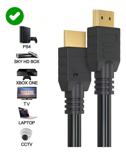 Cabo Hdmi Alta Velocidade 10m Preto Ethernet 1080p Tv Ps3 Ps4 Xbox Pc Lojas Casa