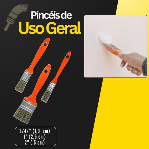 Kit 3 Trincha Pincel P/ Pintura Profissional Vários Tamanhos
