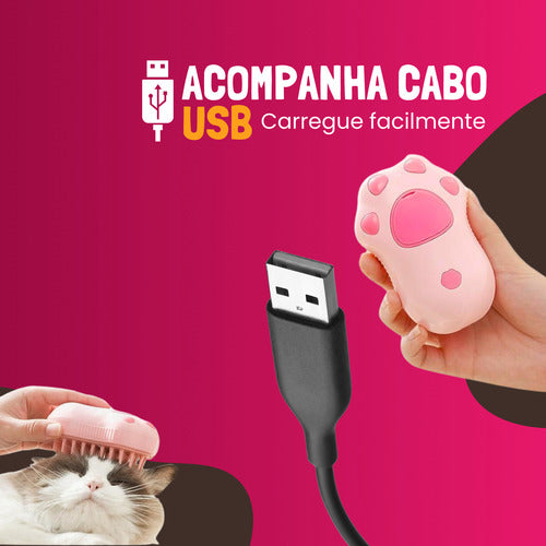 Escova De Vapor Para Pelo Gatos Cachorros Pet Patinha 3 Em 1