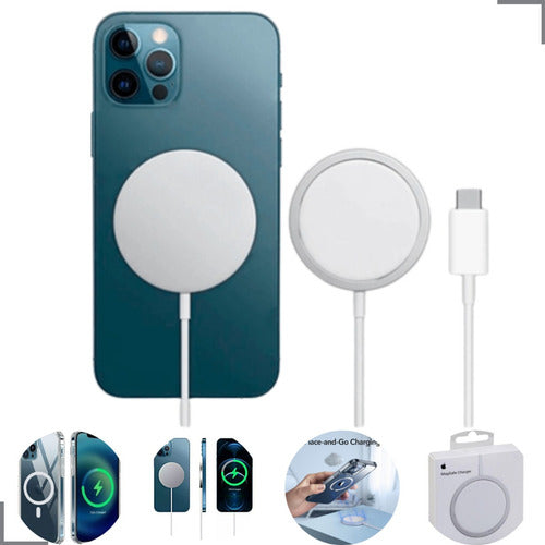 Carregador Sem Fio Magnético Indução P/ iPhone 13 14 15 16 Cor Branco