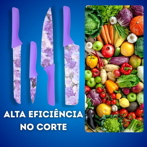 Jogo De Facas 6 Peças Cozinha Chef Churrasco Multiuso Lâmina