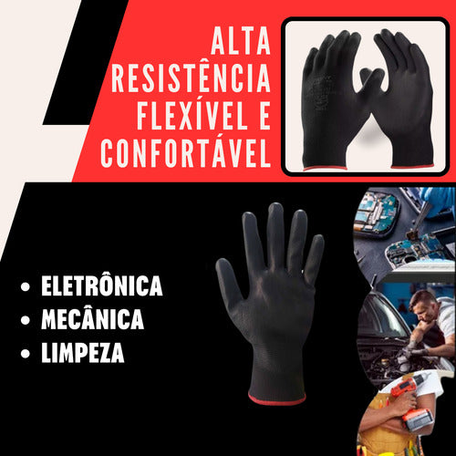 Luva De Pu Multitato Tátil Mecânico Antiestática