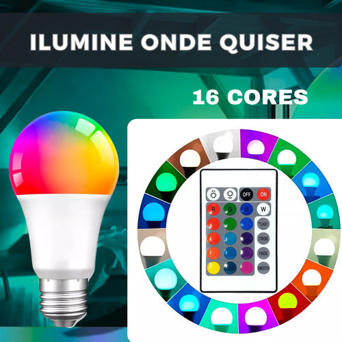 Lâmpada Led Rgb E27 Colorida 10w Festa Casa E Decoração