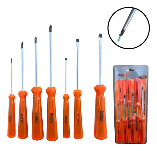 Kit Ferramentas Chave Philips Fenda Imantada Bestfer 7 Peças