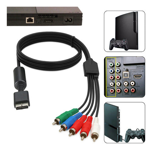 Cabo De Vídeo Para  Playstation Ps2 E Ps3 Alta Definição Av