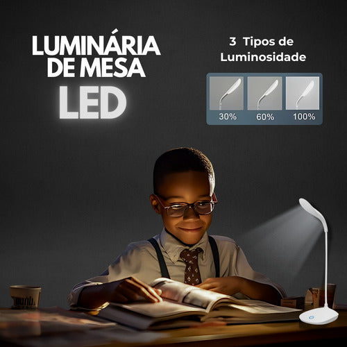 Luminária Abajur Mesa Touch Led Recarregável Escritório Casa