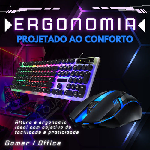 Kit Teclado E Mouse Usb Rgb Gamer Anti Ghosting Semi Mecânic