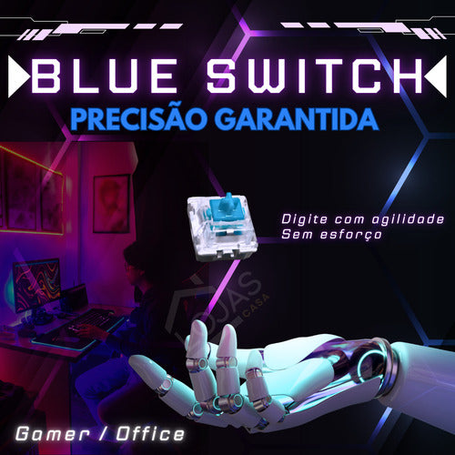 Teclado Gamer Rgb Blue Swith Mecânico Para Pc Xbox Ps5 Setup