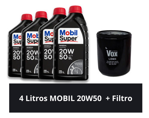 Kit Troca De Óleo Mobil 20w50  Palio Fiasa 1.0 1.6  96 A 02