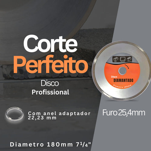 Disco De Corte Diamantado 180mm Alvenaria Tijolo Bloco 7 1/4