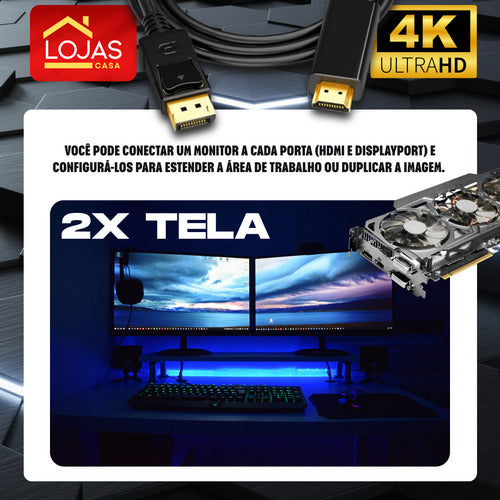 Cabo Adaptador Dp Displayport Para Hdmi Placa De Video 4k