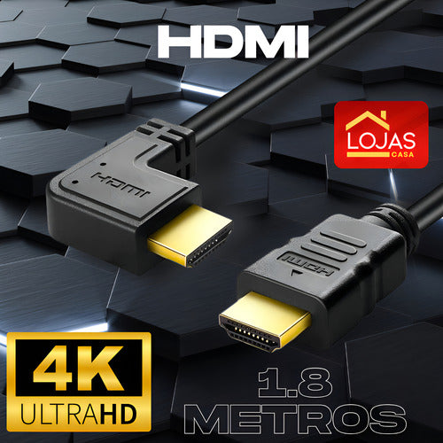 Cabo Hdmi Curvo 1,8 Metros Lojas Casa Blindado 4k Tv Notebook Preto
