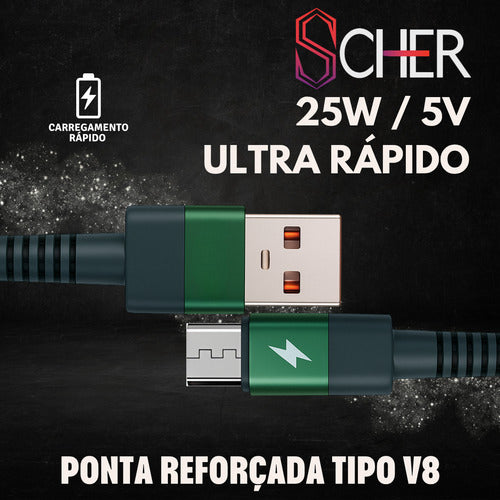 Cabo Recarga Controle Ps4 Usb V8 Trançado Resistente Tático