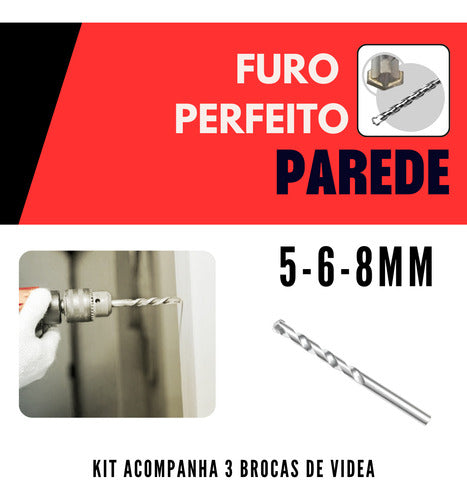 Kit Jogo Brocas Com Estojo Ferro Concreto Madeira Videa Aço