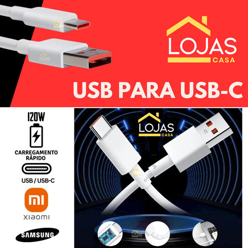 Carregador Usb-c Turbo 120w  Para  Xiaomi  Samsung  Motorola