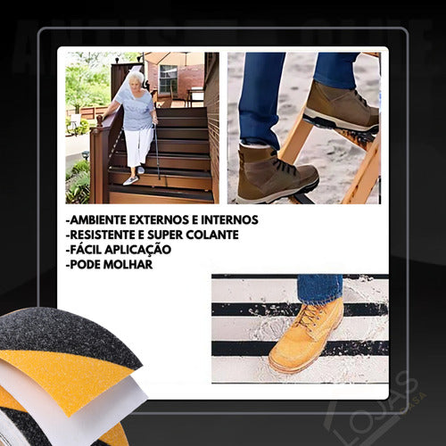 Rolo Fita Antiderrapante Adesiva Zebrada Piso Escada Rampa