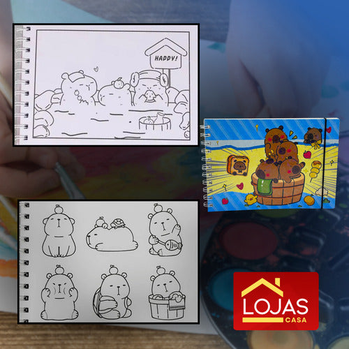 Livro Para Colorir Pintura Desenho Cute Capivara Goods